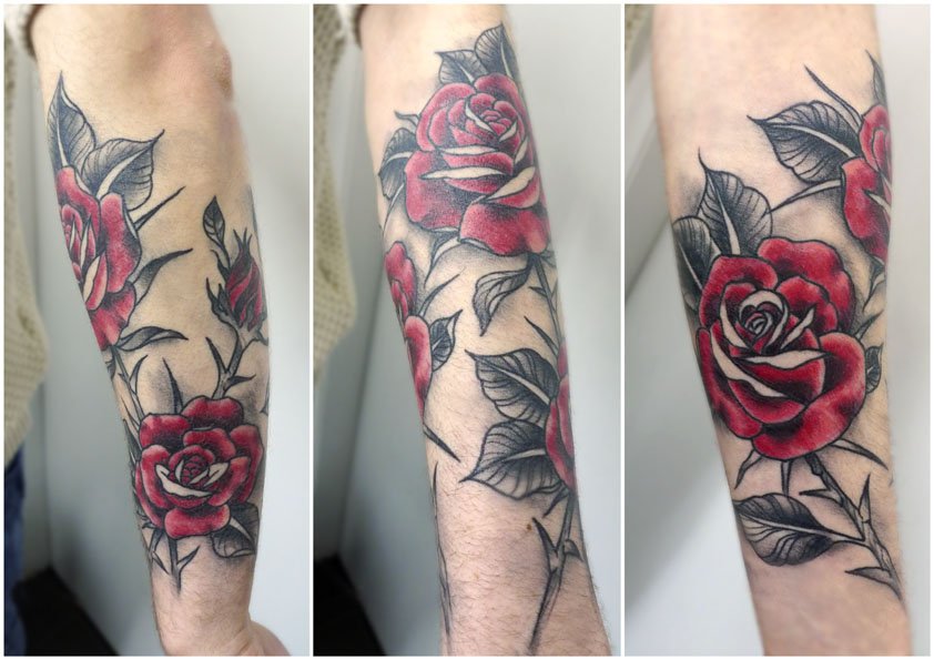 Rose Half Sleeve Tattoo By Matt Curtis Tribal Body Art 
