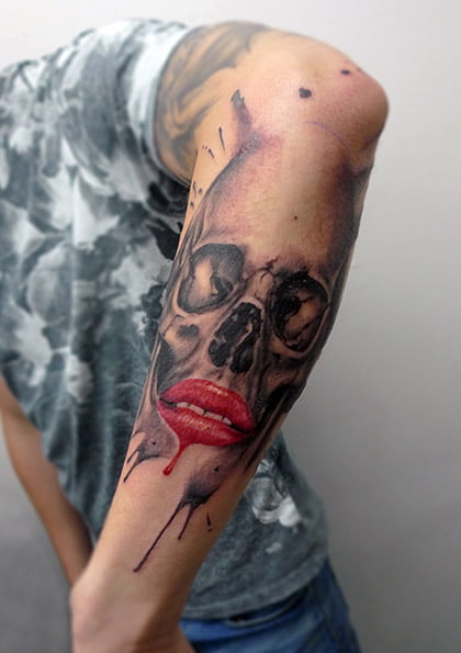 Tattoo of Skulls Roses Gothic